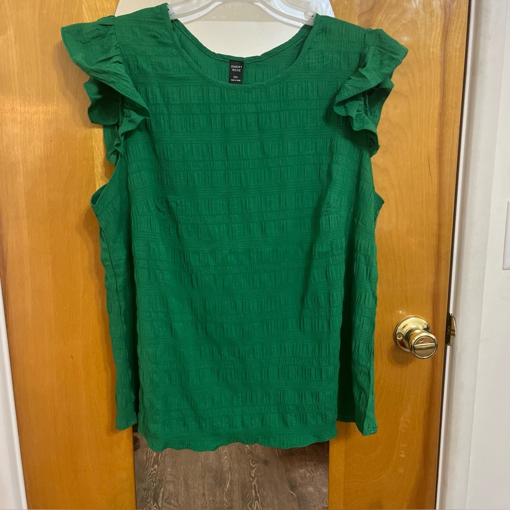 EMORY ROSE Plus Size 2XL Women’s Green Blouse Top
